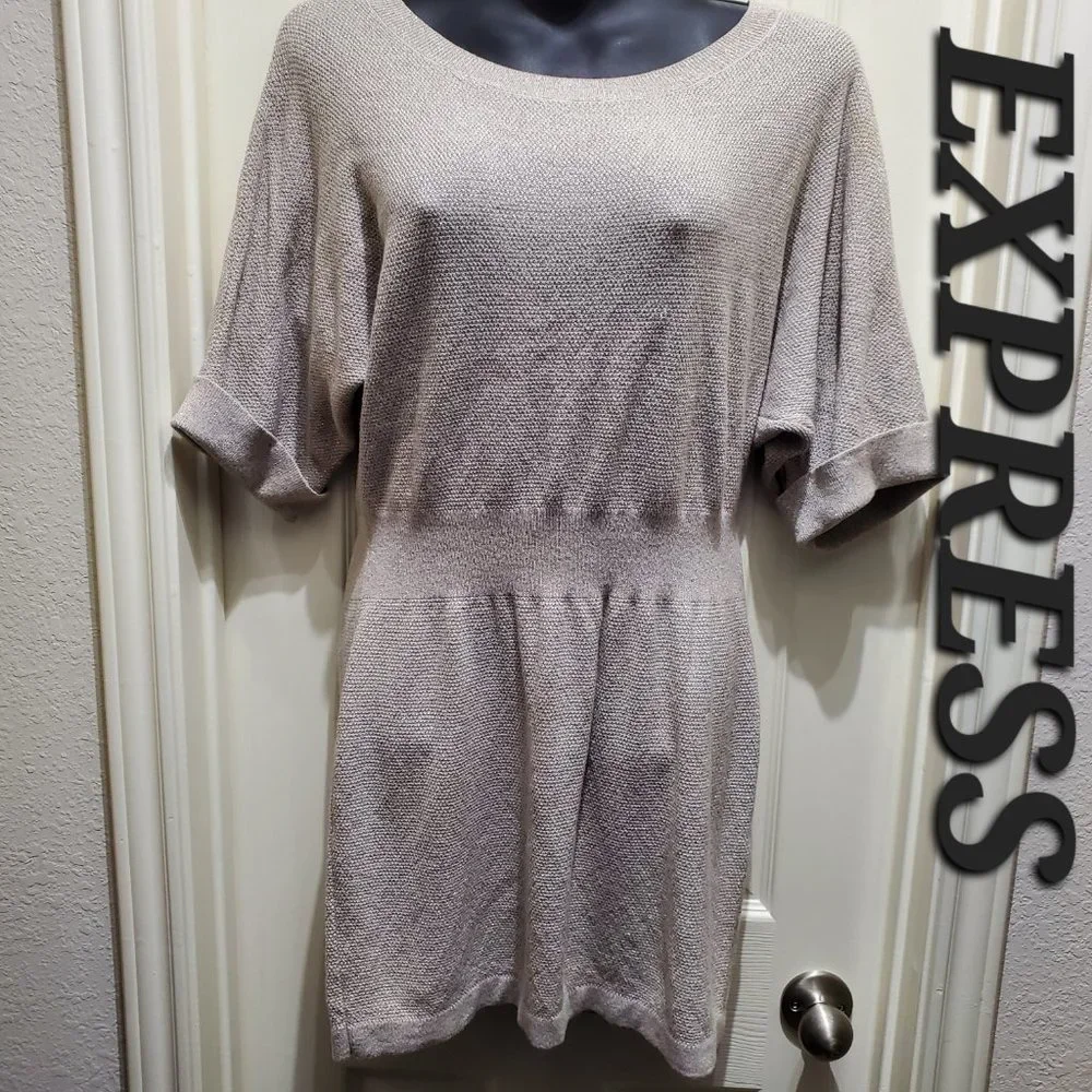 EXPRESS Metallic Short-Sleeve Mini Dress, Size Medium - Picture 9 of 9